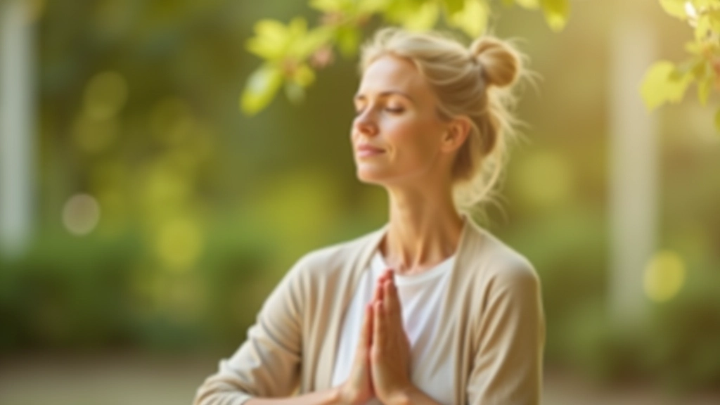 Frau beim achtsamen Atmen und Stressabbau-Training