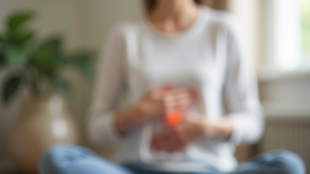 Nahaufnahme von Bauch beim Ein- und Ausatmen, Hand auf Bauch, natürliche Beleuchtung, ruhige Atmosphäre